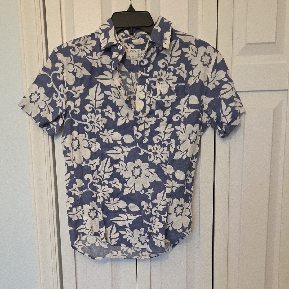 Crewcuts Blue and White Floral Kids Button-Down Shirt
